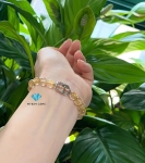 Vòng Thạch Anh Tóc Vàng Ánh Kim A6mm Mix Charm Vàng 24k